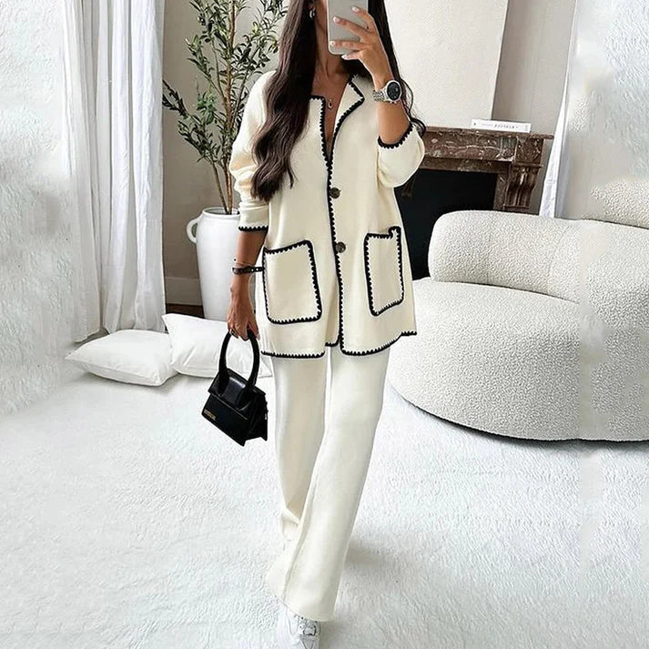 Women’s Long-Sleeve Top & Wide-Leg Pants Set