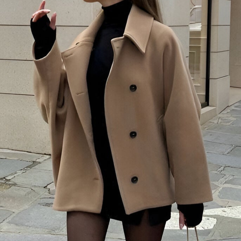Oversized Lapel Coat - Relaxed Silhouette