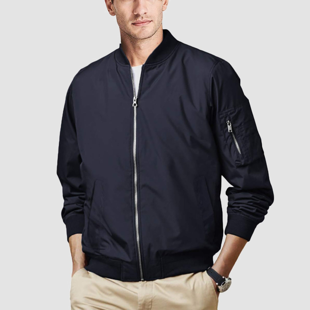 Men's Zippered Bomber Jacket | Lightweight