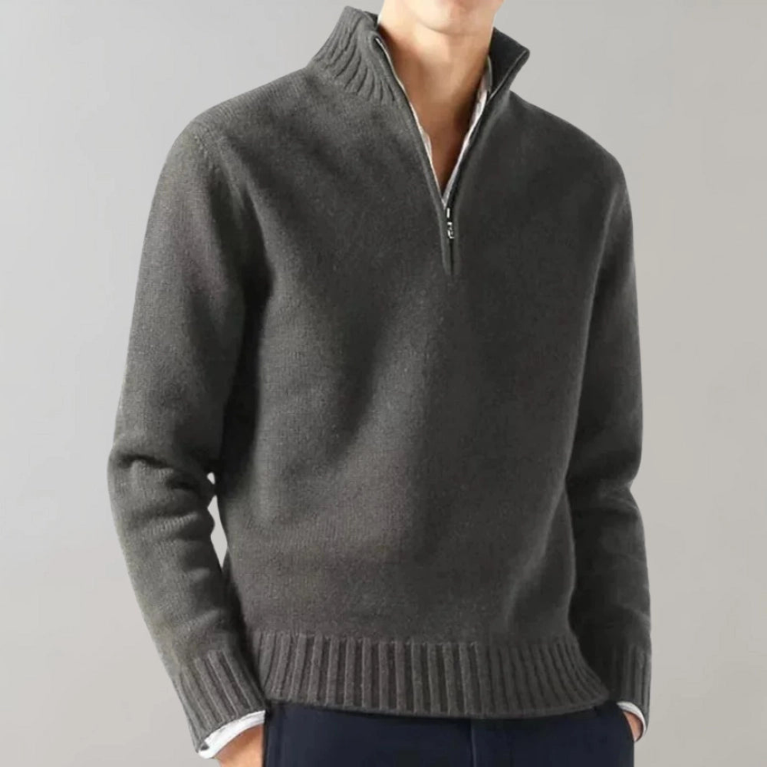Men's Ribbed Zip Sweater | Comfortable