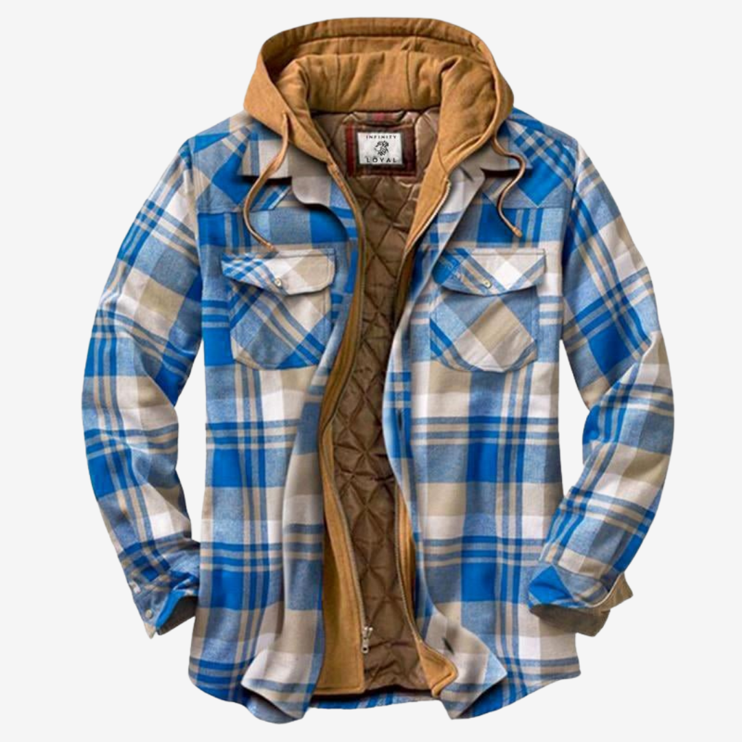 Men's Quilted Plaid Jacket | Hooded
