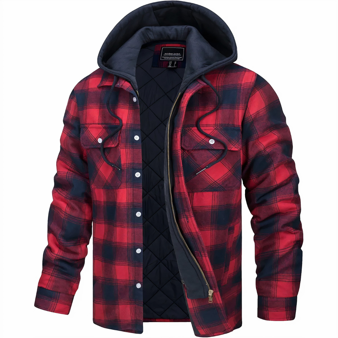 Men's Plaid Shirt Jacket | Hooded