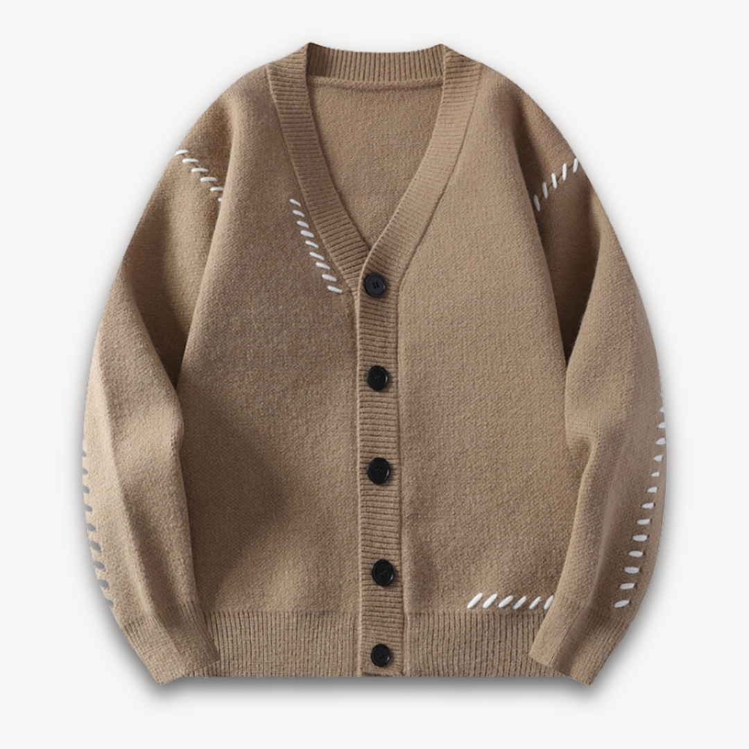 Men's Knitted Cardigan Sweater - Button-Up, Soft Wool Blend, Casual Winter Wear
