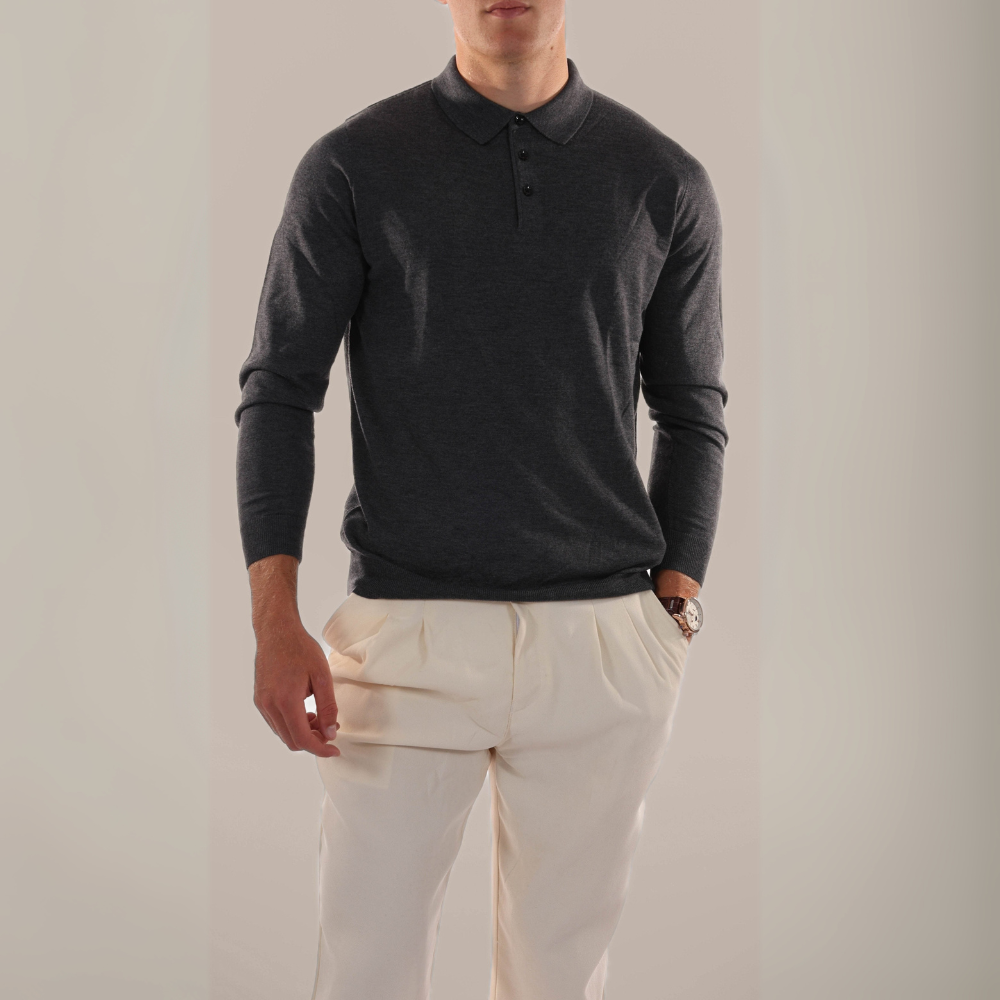 Men's Long Sleeve Polo Sweater | Casual