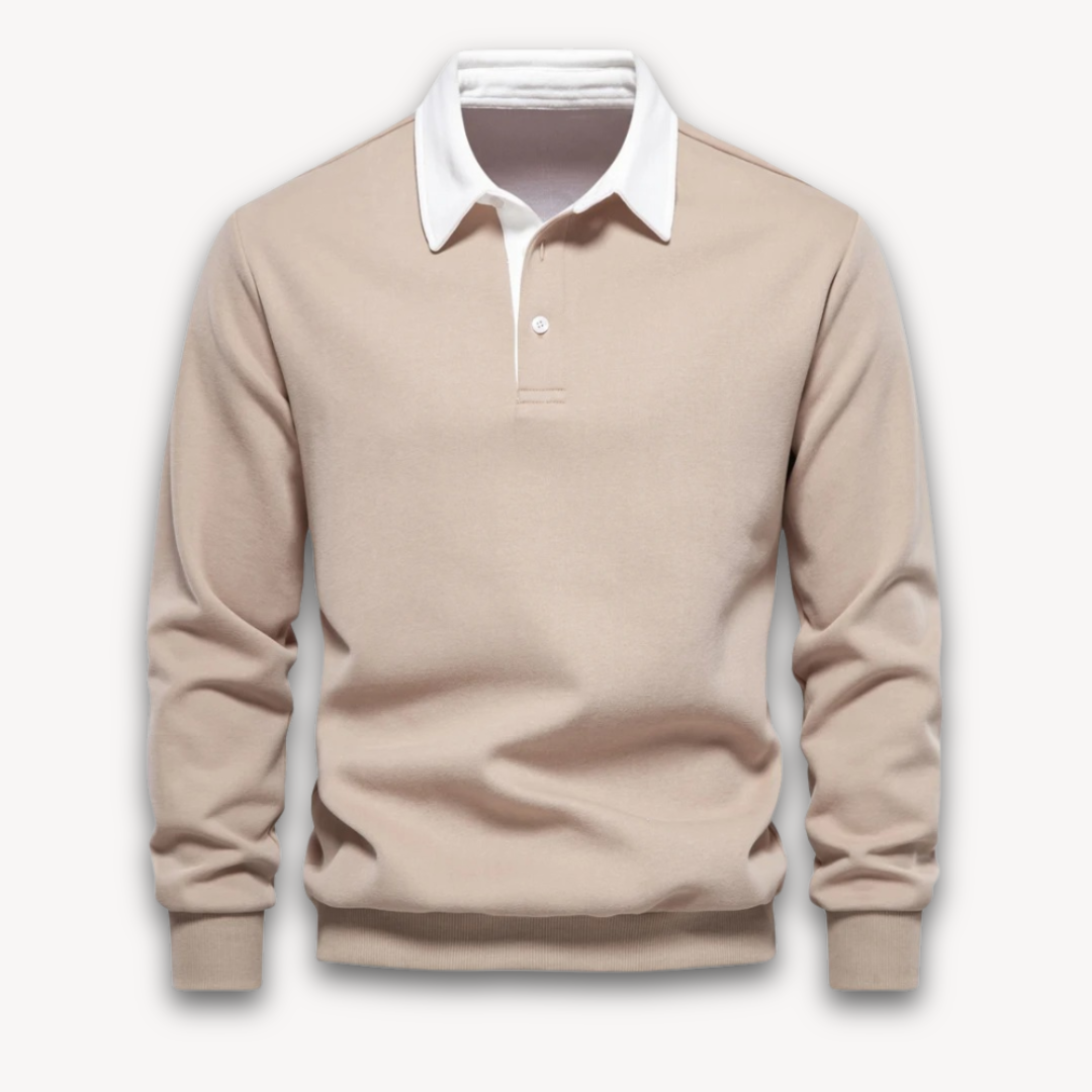 Men's Long-Sleeve Polo Sweater - Casual Wear