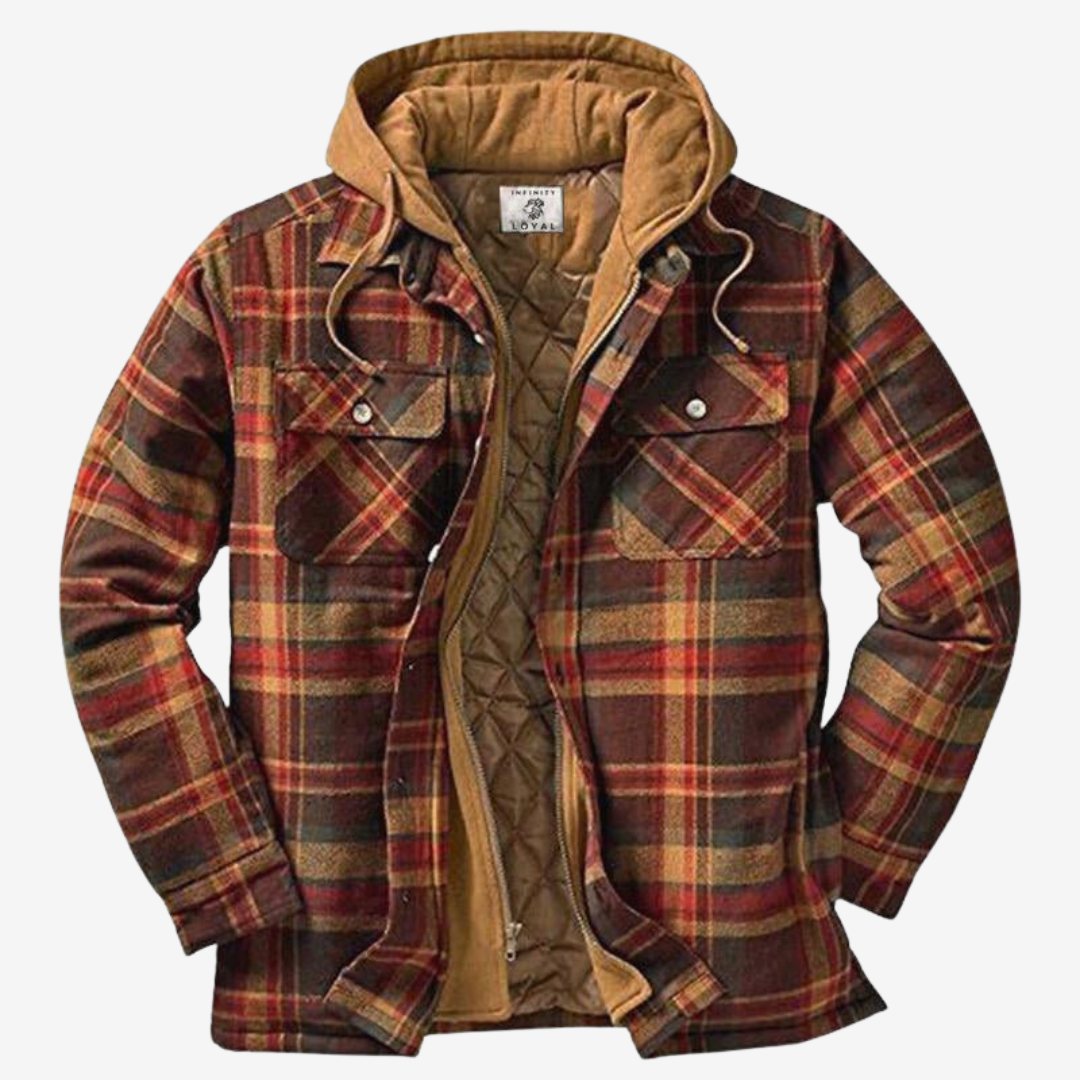 Men's Quilted Plaid Jacket | Hooded