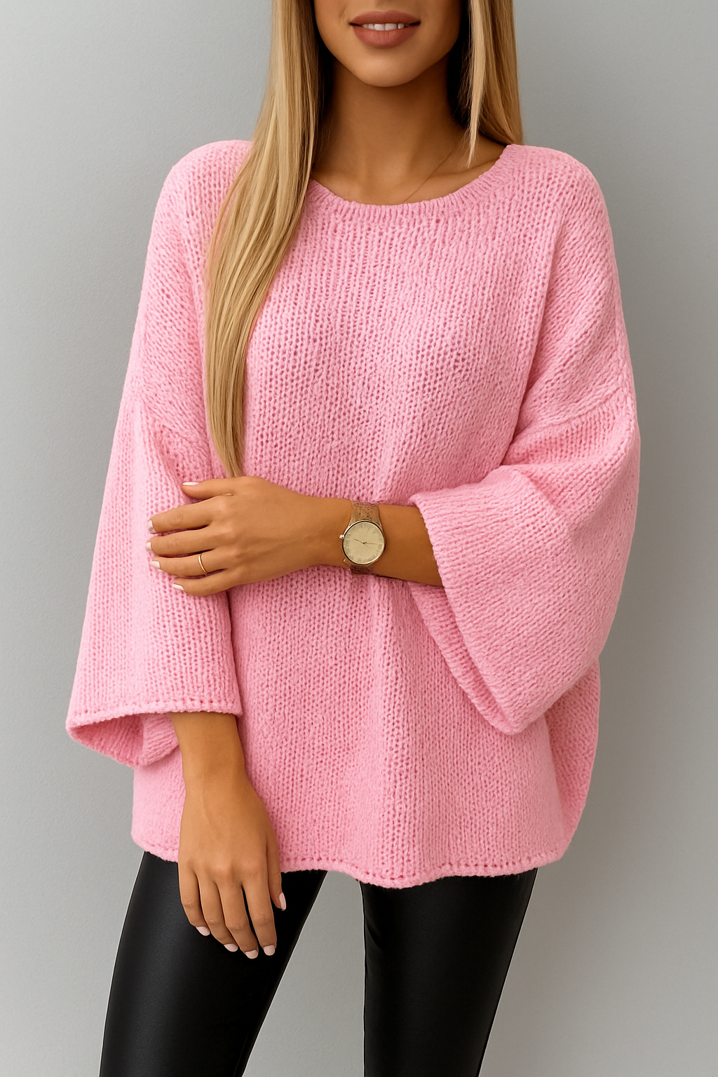 Flowy Batwing Sweater - Round Neck Pullover