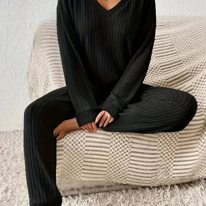 Women’s Ribbed Knit Two-Piece Loungewear Set