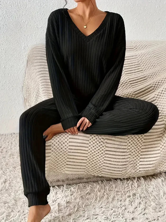Women’s Ribbed Knit Two-Piece Loungewear Set