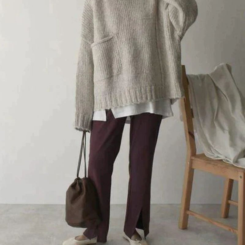 Cozy Oversized Sweater - Front Pocket Detail