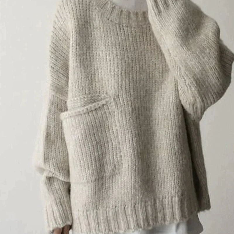 Cozy Oversized Sweater - Front Pocket Detail