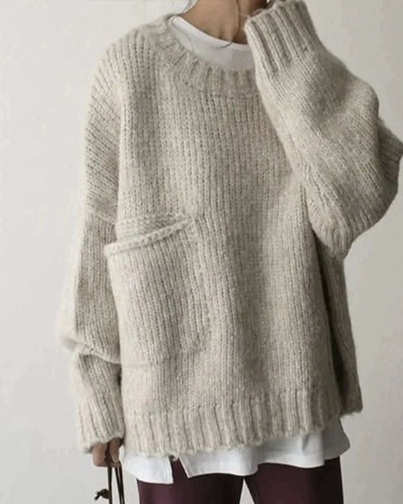 Cozy Oversized Sweater - Front Pocket Detail