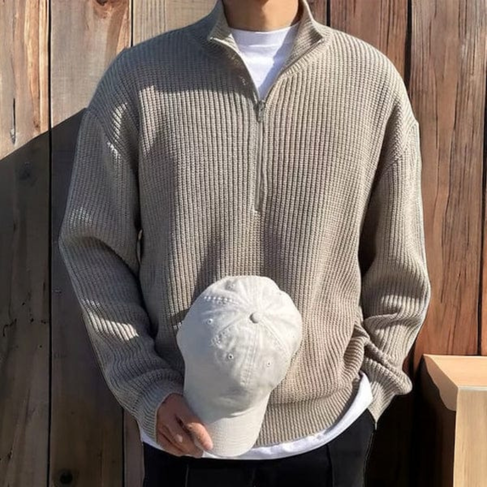 Men's Casual Zip Sweater | Knitted