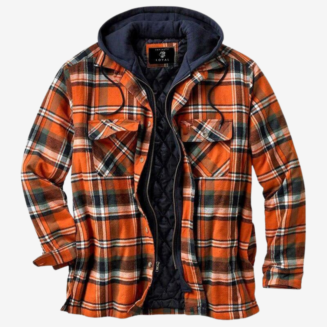 Men's Quilted Plaid Jacket | Hooded