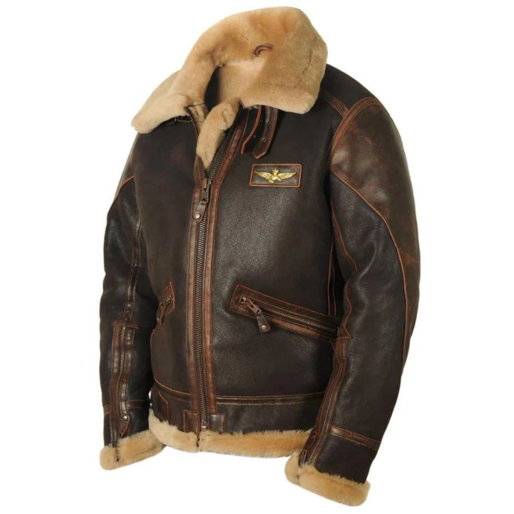 Men's Leather Bomber Jacket | Warm