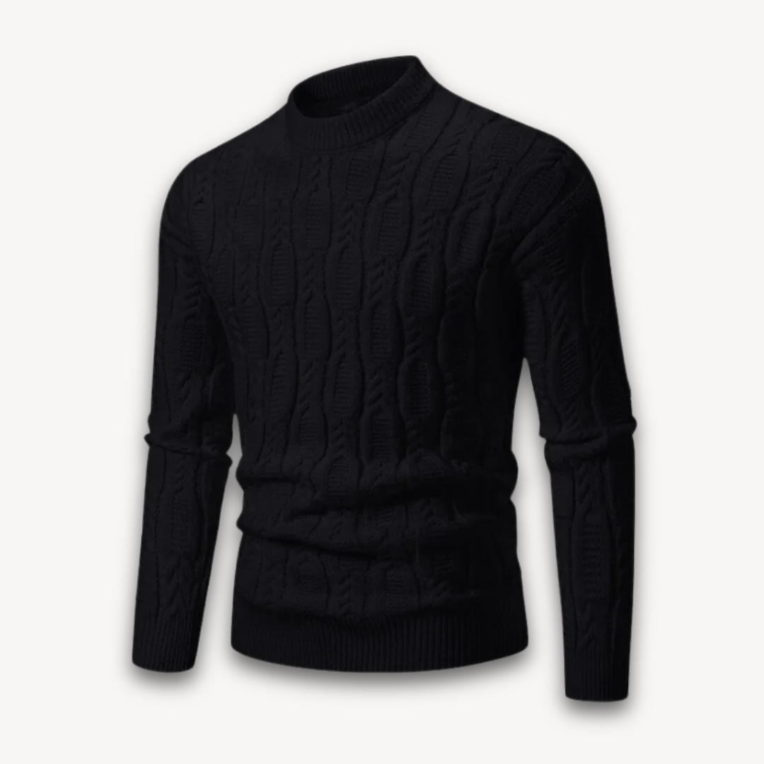 Men's Cable Knit Crewneck Sweater - Soft Cotton Blend