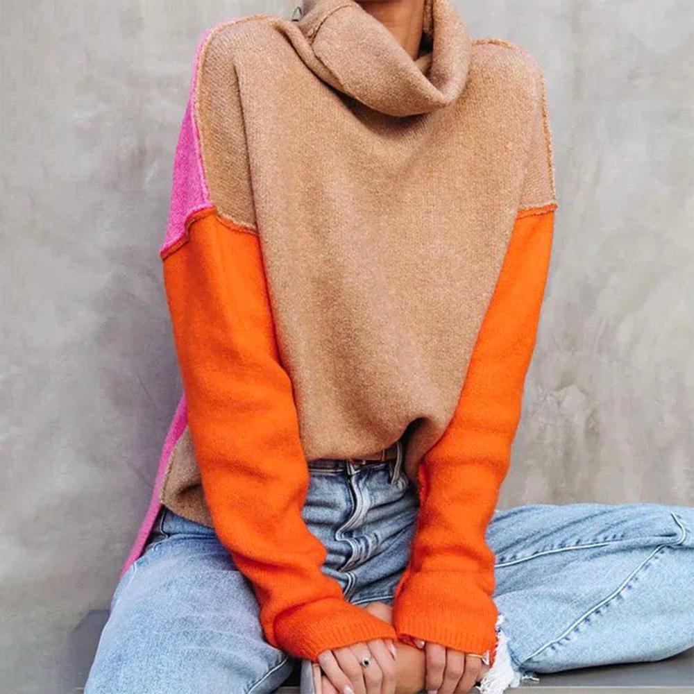 Amelia | Cozy Winter Colorblock Turtleneck Sweater