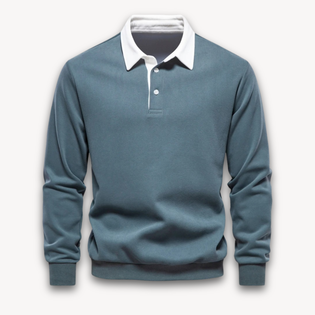 Men's Long-Sleeve Polo Sweater - Casual Wear