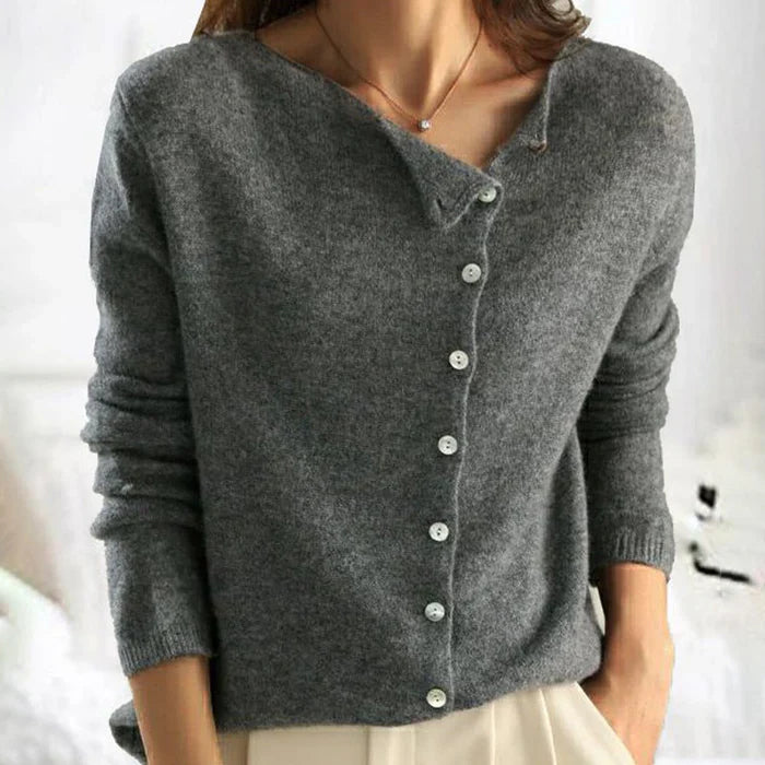 Isadora - Asymmetric Button Knit Cardigan