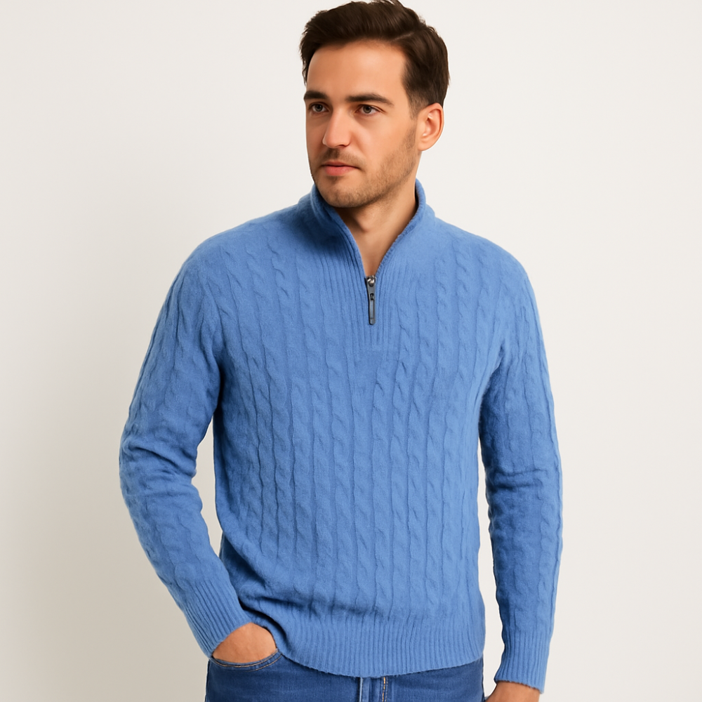 Men's Winter Zip Sweater | Knitted