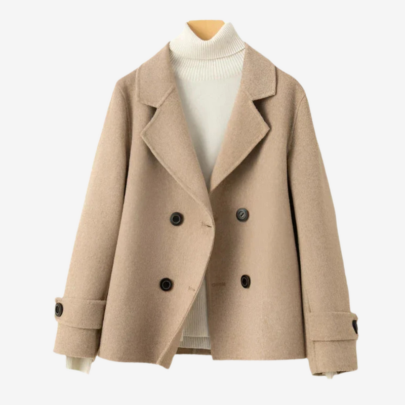 Double-Breasted Short Coat - Classic Lapels