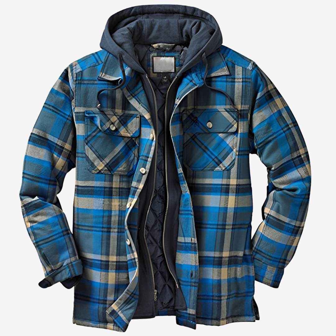 Men's Quilted Plaid Jacket | Hooded