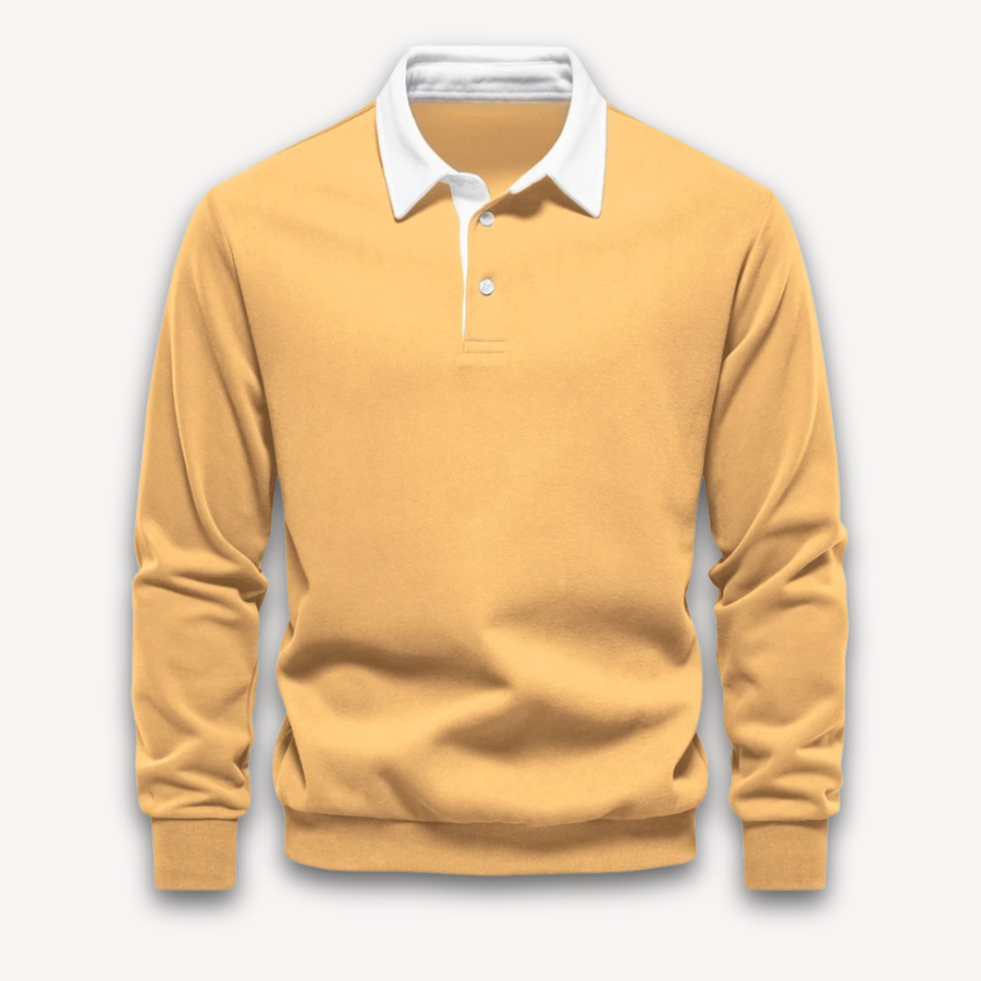 Men's Long-Sleeve Polo Sweater - Casual Wear
