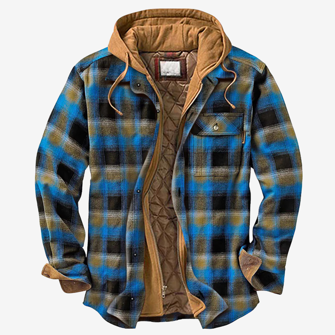 Men's Quilted Plaid Jacket | Hooded