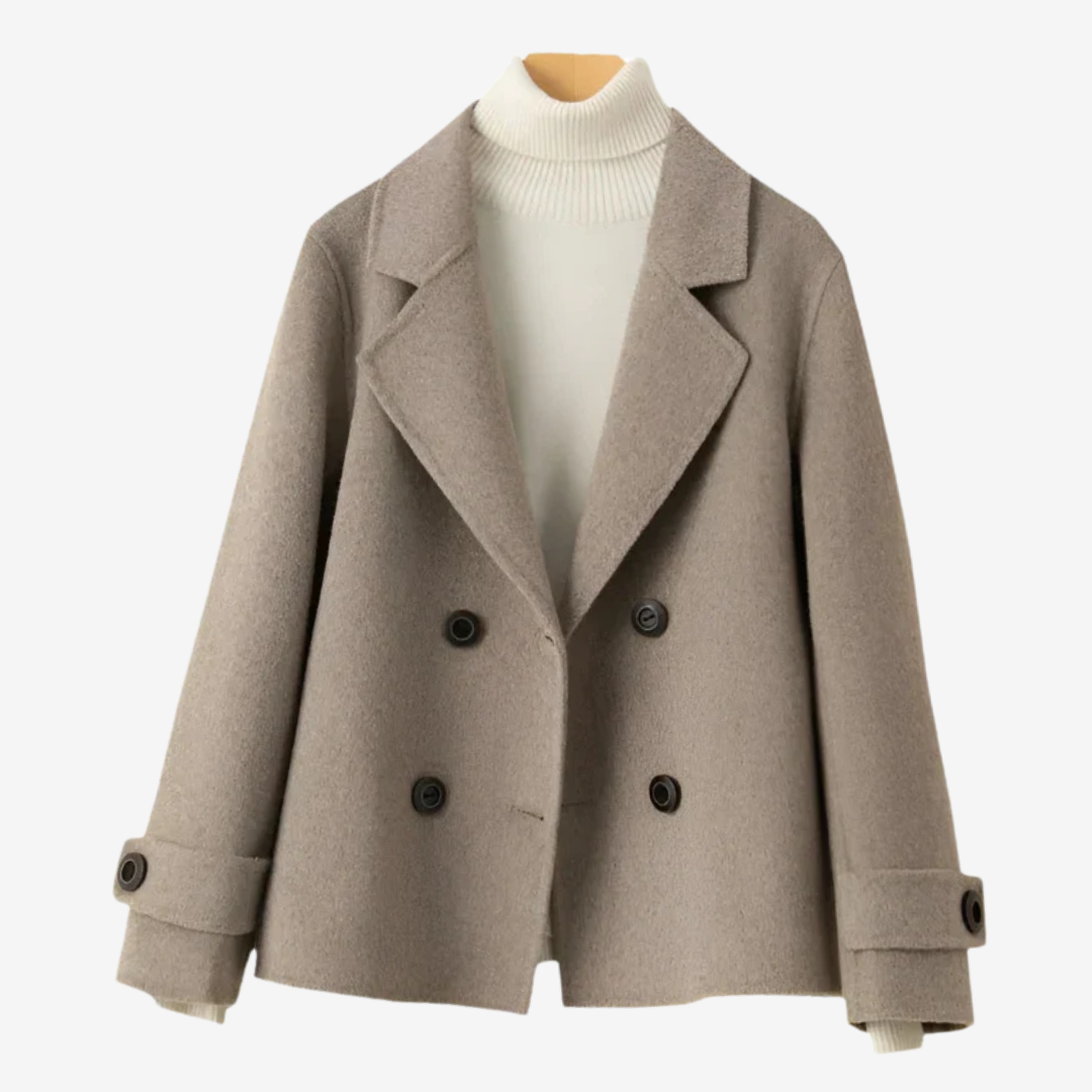 Double-Breasted Short Coat - Classic Lapels