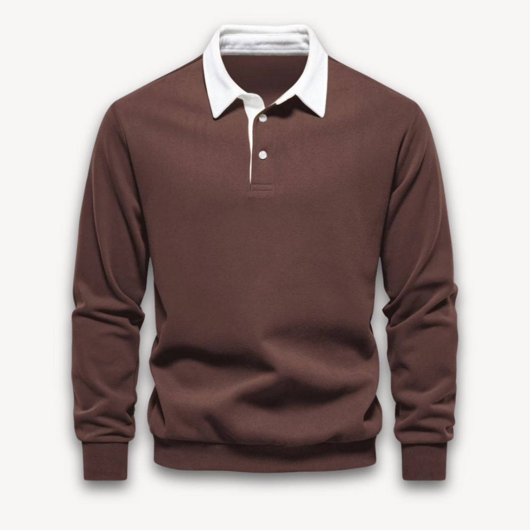 Men's Long-Sleeve Polo Sweater - Casual Wear