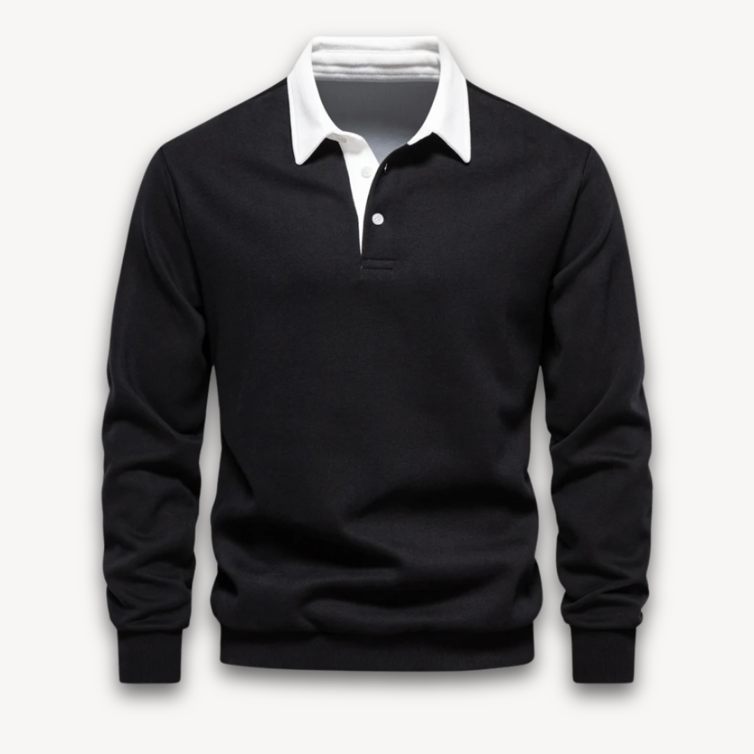 Men's Long-Sleeve Polo Sweater - Casual Wear