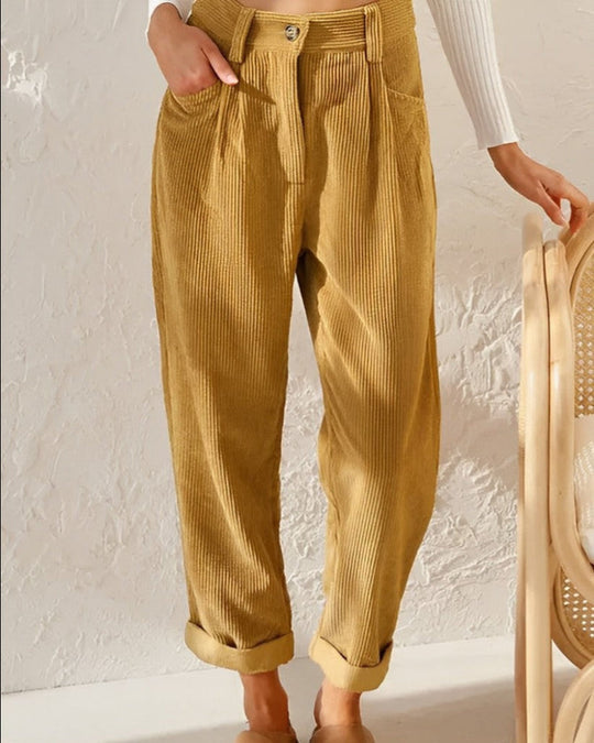 Women’s High-Waist Trousers - Pleated Relaxed Pants