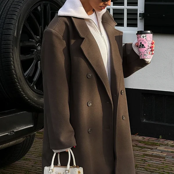 Women’s Winter Coat - Longline Double-Breasted Overcoat