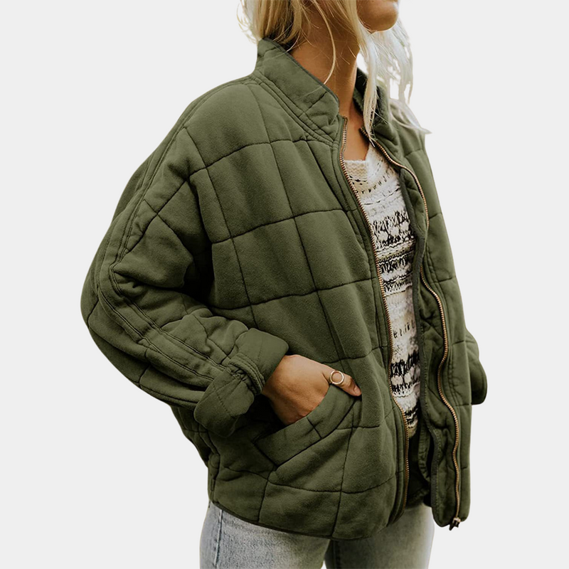 Quilted Zip-Up Jacket with Side Pockets