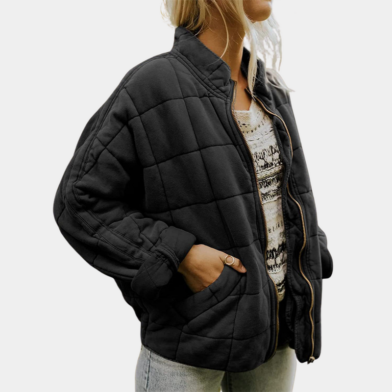 Quilted Zip-Up Jacket with Side Pockets