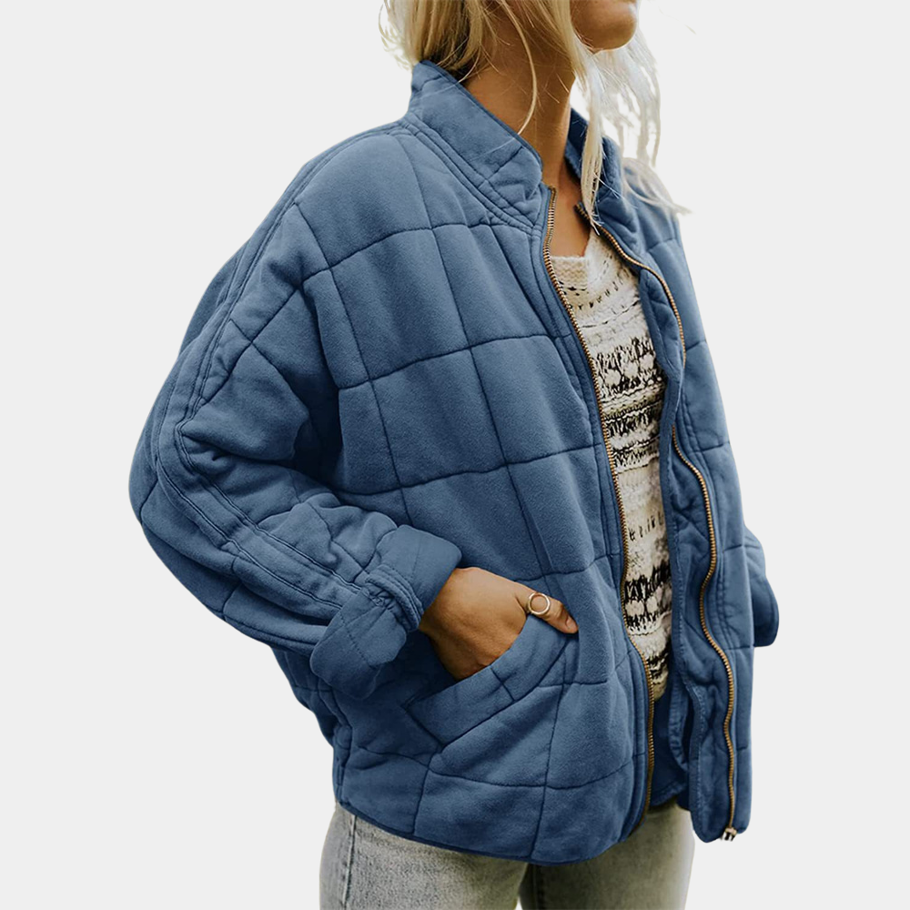 Quilted Zip-Up Jacket with Side Pockets