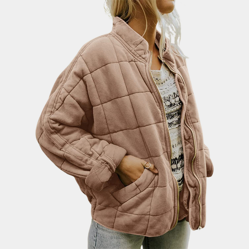 Quilted Zip-Up Jacket with Side Pockets