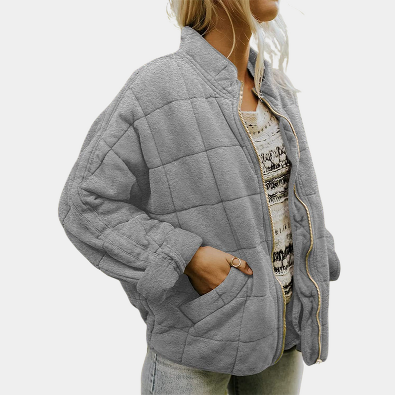 Quilted Zip-Up Jacket with Side Pockets