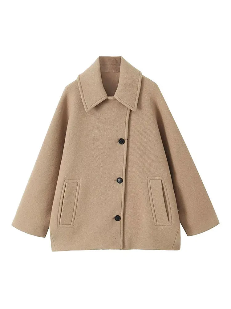 Oversized Lapel Coat - Relaxed Silhouette