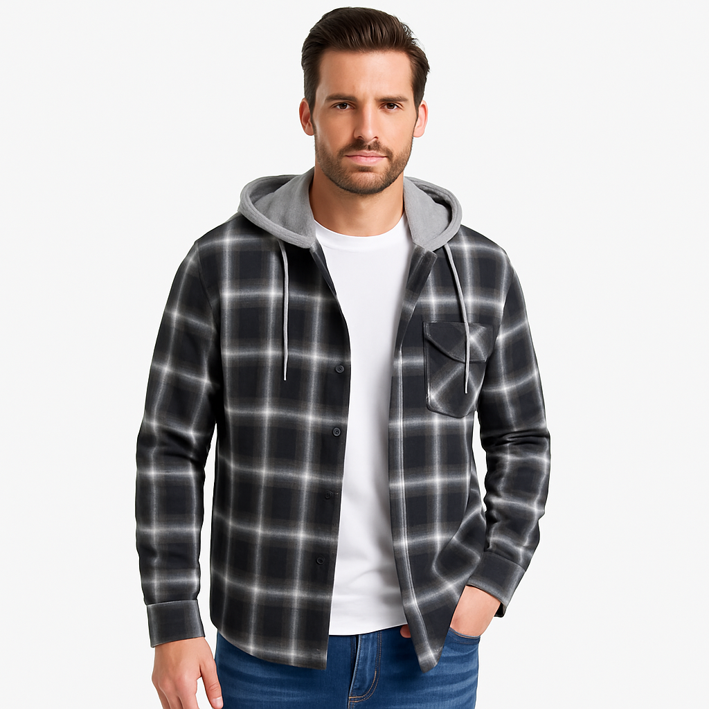 Men's Hooded Flannel Jacket | Modern