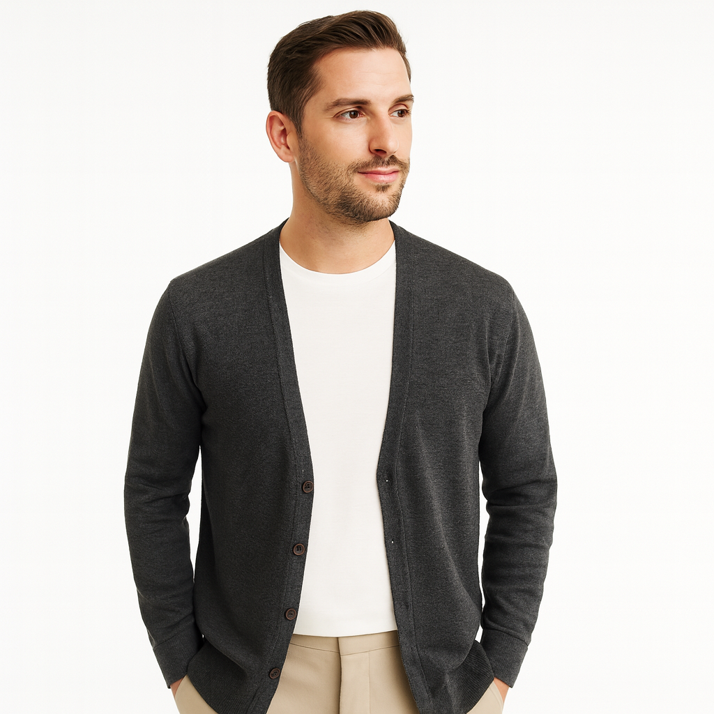Men's Lightweight Knitted Cardigan With Buttons