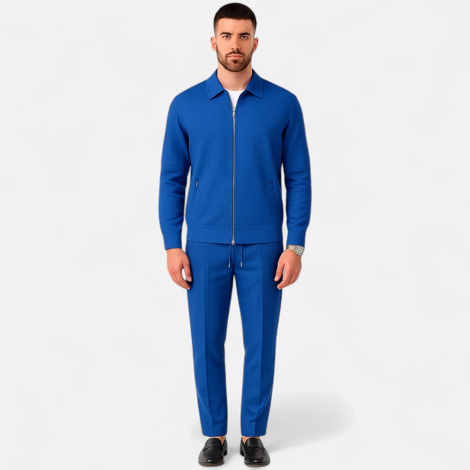 Men’s Long Sleeve Two-Piece Zipper Set – Relaxed Sophistication, All-Season Versatility