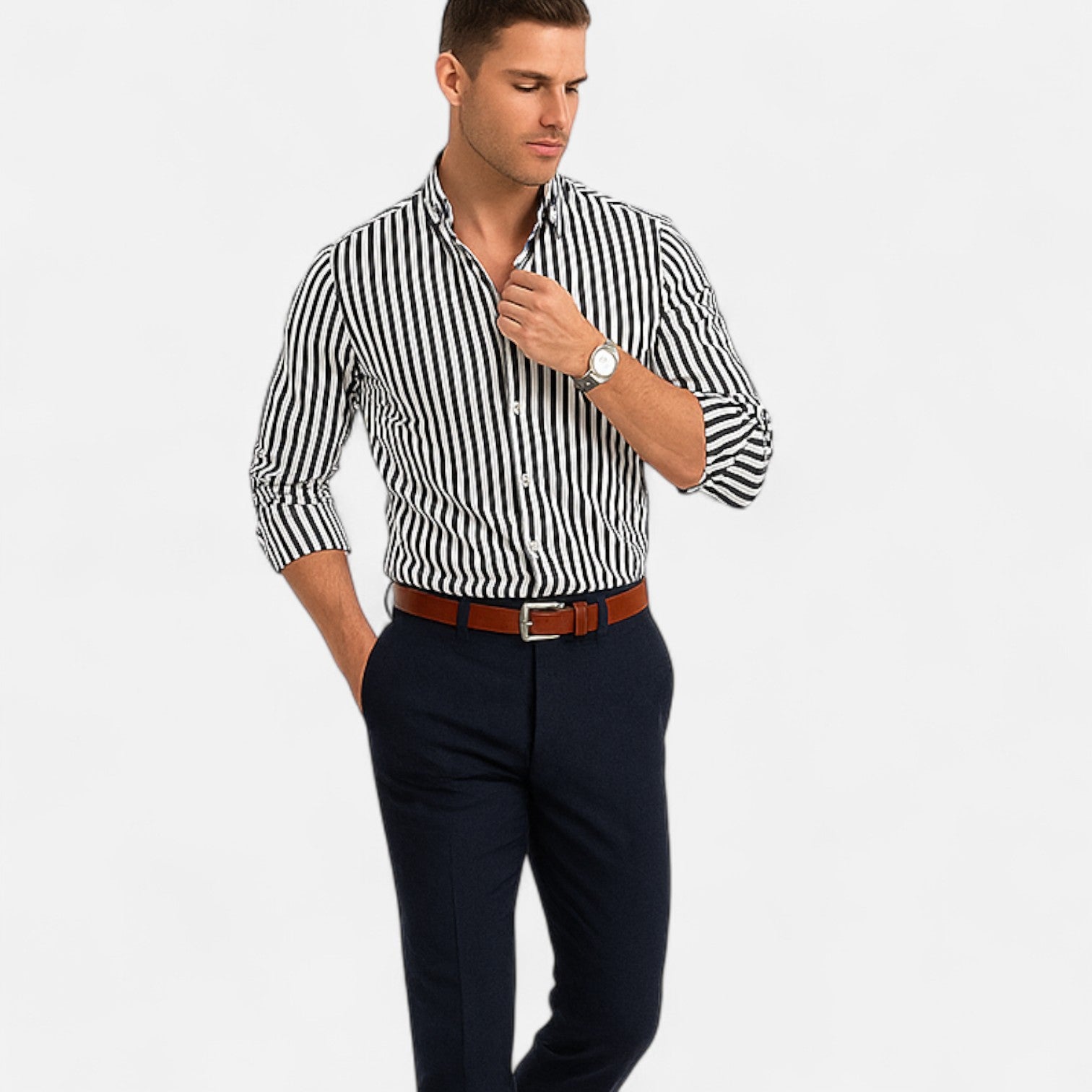 Men’s Classic Striped Summer Shirt – Timeless Pattern, Lightweight Comfort