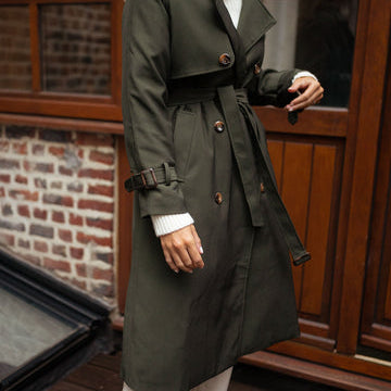 Women’s Double-Breasted Belted Trench Coat - Classic Longline
