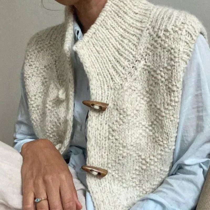 Button-Up Knit Vest - Sleeveless Layering Cardigan