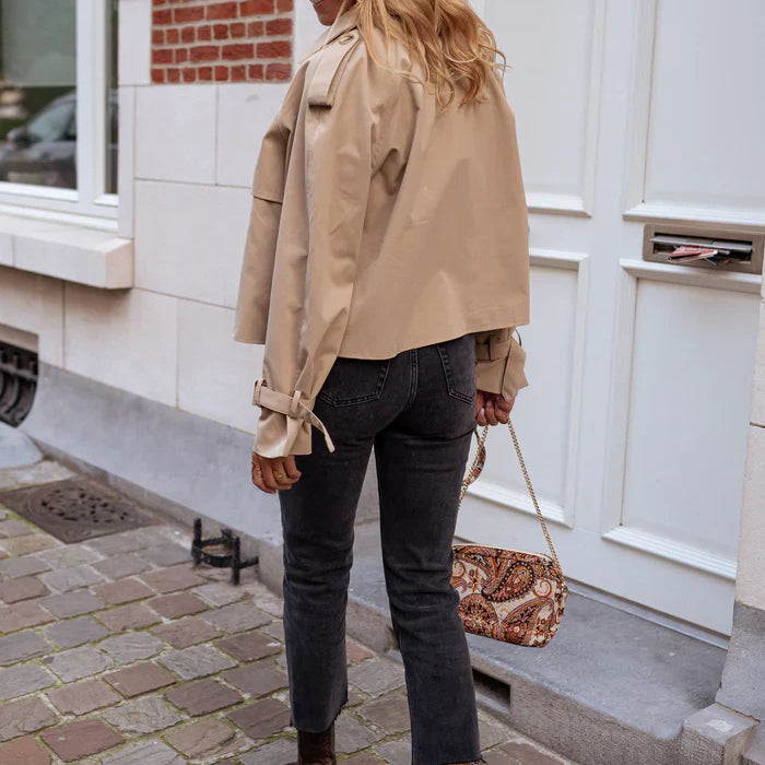 Women’s Cropped Double-Breasted Trench Coat