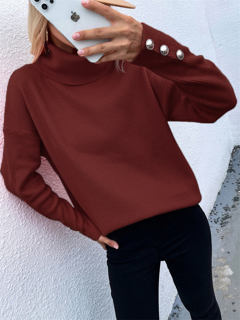 Naomi | Winter Chic Turtleneck Sweater with Button Cuffs