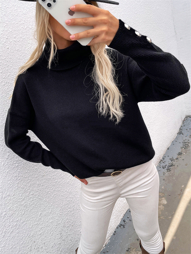 Naomi | Winter Chic Turtleneck Sweater with Button Cuffs
