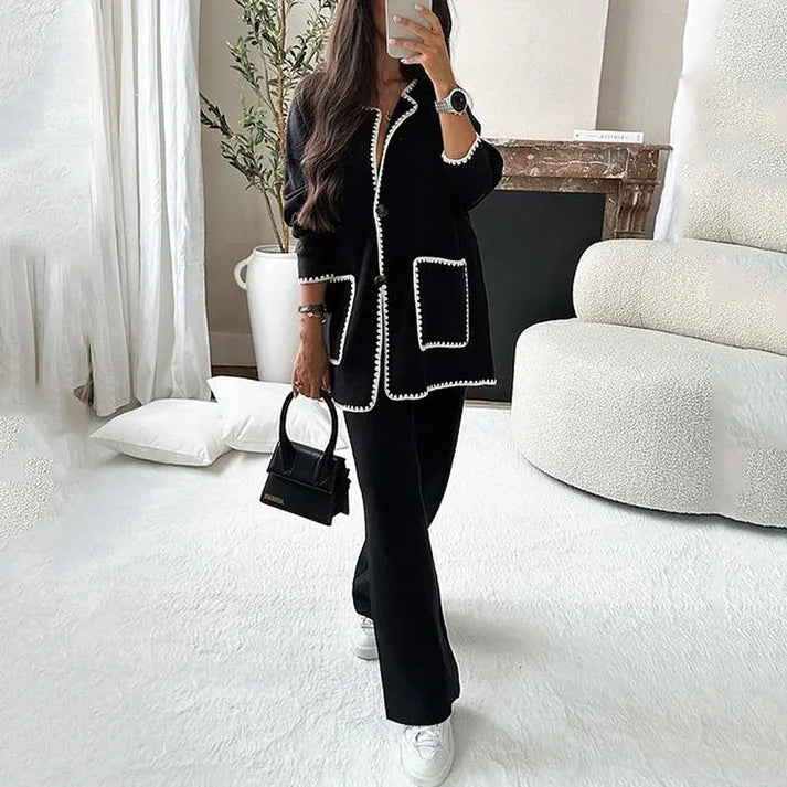 Women’s Long-Sleeve Top & Wide-Leg Pants Set