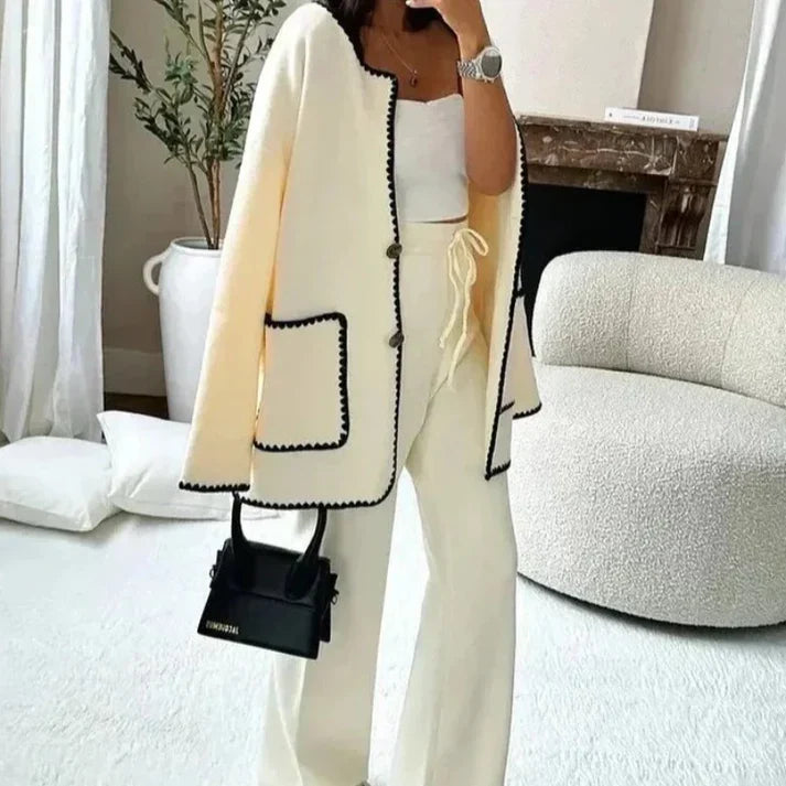 Women’s Long-Sleeve Top & Wide-Leg Pants Set
